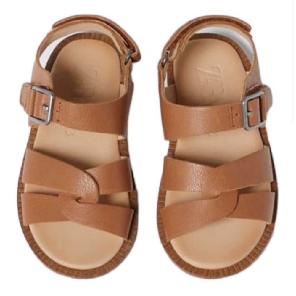 Zara- Tan Leather Sandals (Size 10.5)